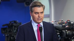 CNN chief White House correspondent Jim Acosta is seen before a briefing by White House Press Secretary Sarah Sanders in the Brady Briefing Room of the White House in Washington, DC on  October 3, 2018. (Photo by MANDEL NGAN / AFP) (Photo by MANDEL NGAN/AFP via Getty Images)