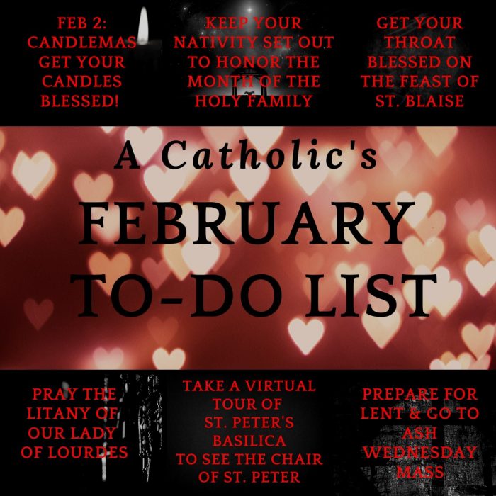 Catholic's February To Do List