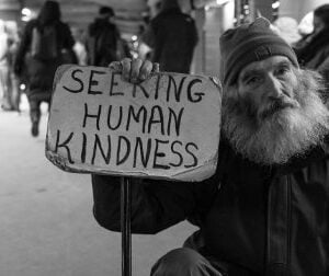 Alms almsgiving Lent Pillar of Penance homeless man