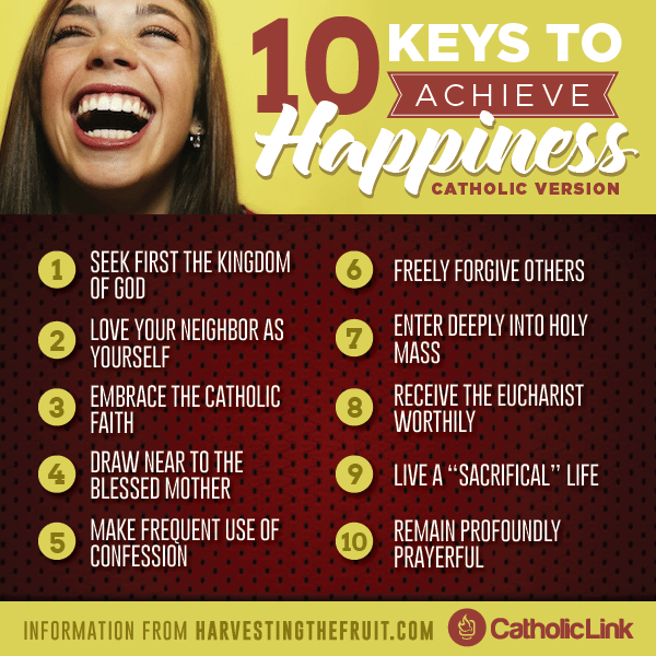 Infographic: 10 Keys to Achieve Happiness Catholic Version